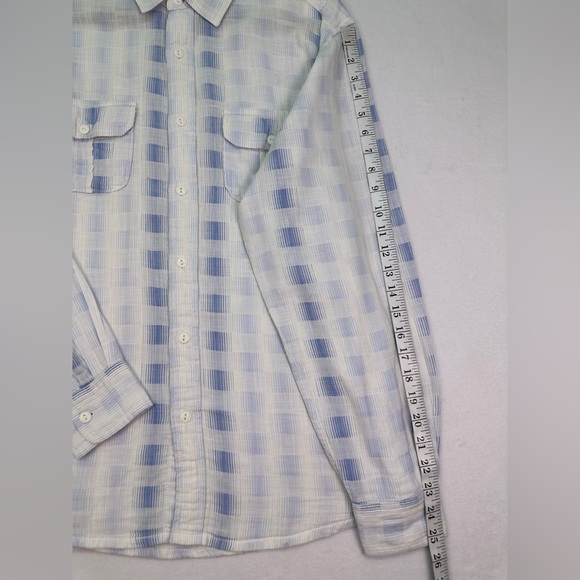 Light Blue and White Plaid Button-Up Shirt - Picture 8 of 9